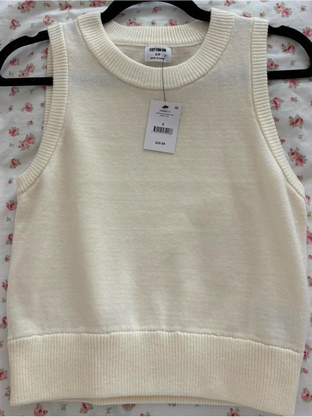 Cotton On Cream Knit Sleeveless Sweater Vest